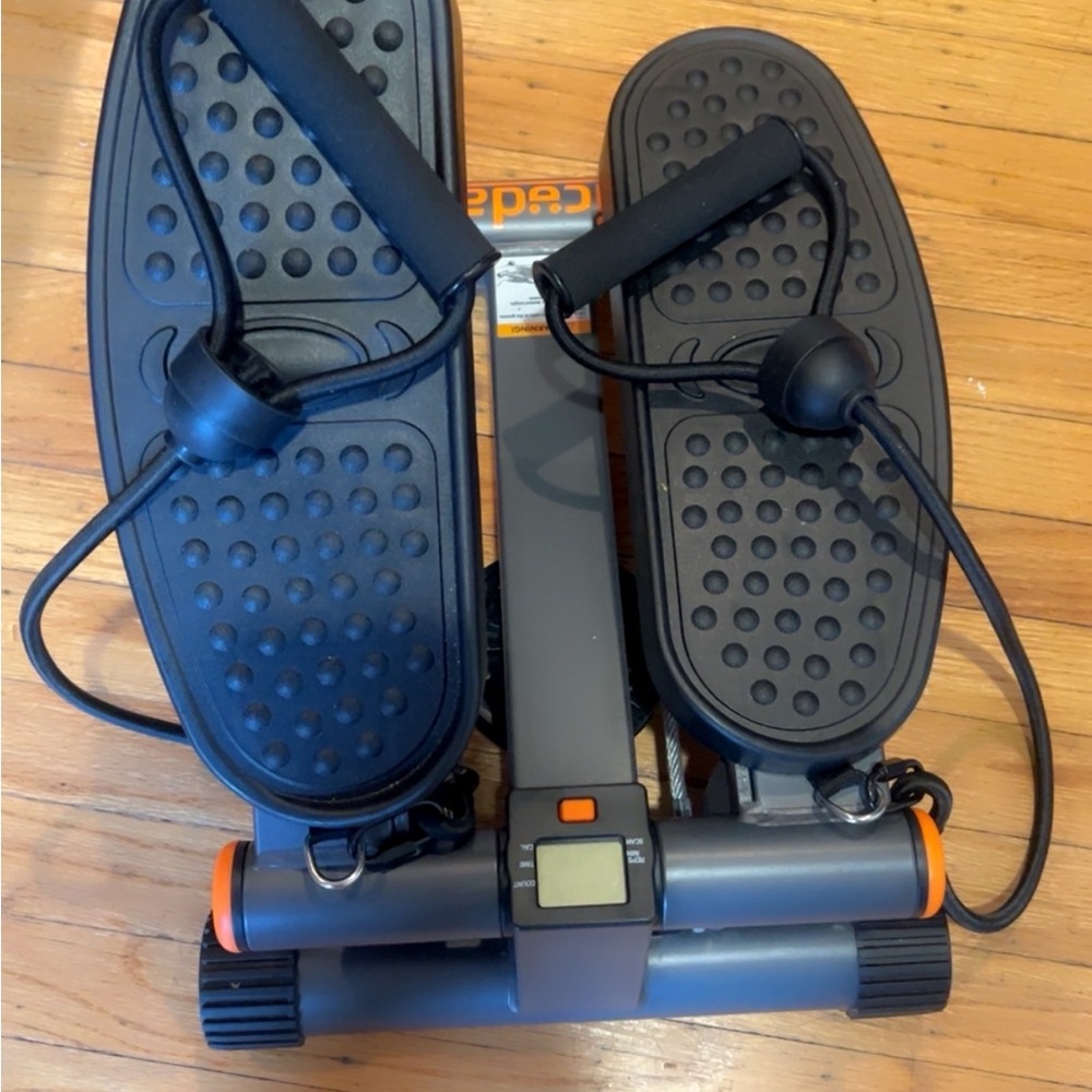 Black and Gray Mini Stepper with Resistance Bands